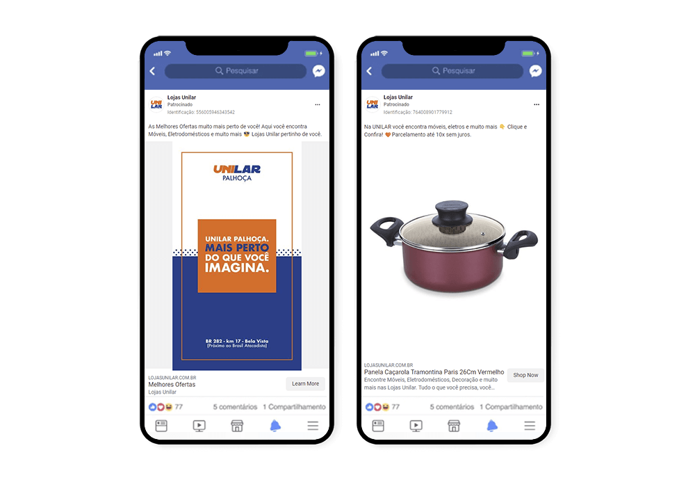 Examples of ecommerce ads on facebook by fernanda silvy